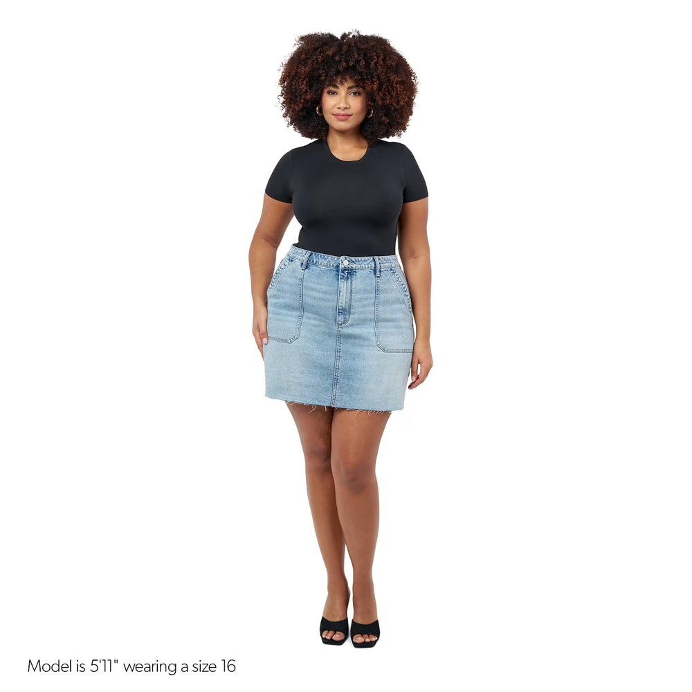 Edited by Remi Bader Womens Utility Denim Mini Skirt Light Wash 26W ERW4003 NWT